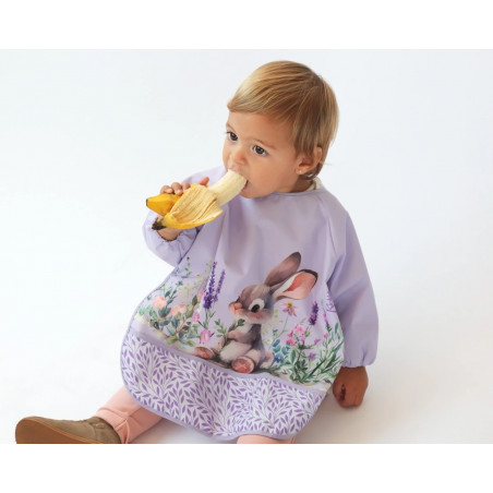 Babero impermeable con mangas elefante lavanda-Kiokids