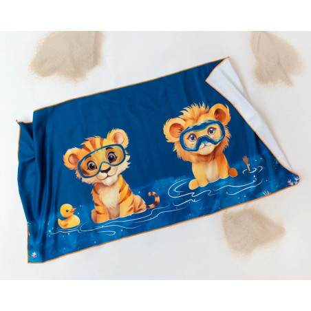 Toalla playa microfibra azu con animales-Kiokids