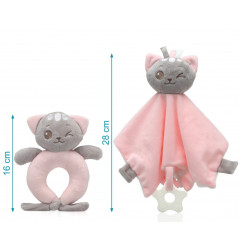 Set doudou y sonajero gatito rosa-Kiokids