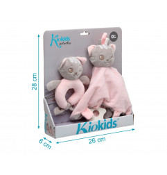 Set doudou y sonajero gatito rosa-Kiokids