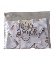 Set Babero Bandana Reversible + Tres Babita Ciro-Todo Amor Baby