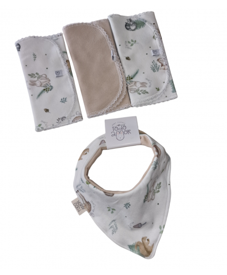 Set Babero Bandana Reversible Foresta-Todo Amor Baby