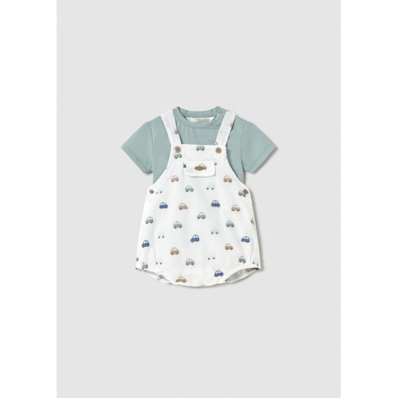 Conjunto peto bordado y camiseta recién nacido jade-Mayoral