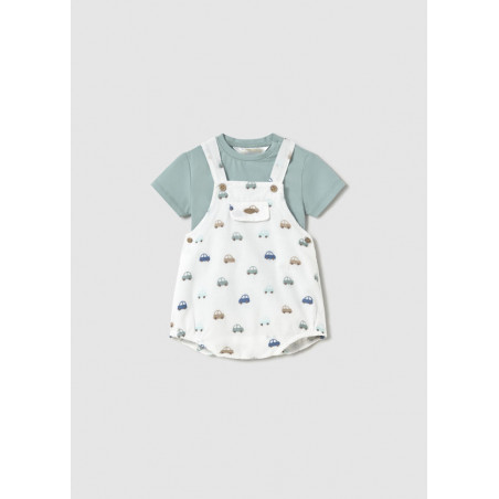 Conjunto peto bordado y camiseta recién nacido jade-Mayoral