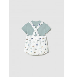 Conjunto peto bordado y camiseta recién nacido jade-Mayoral