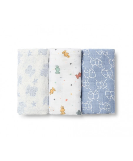 Pack de 3 Mini Gasas Mmuse Azul-Baby Tous