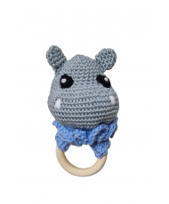 Set sonajero, sujeta chupetes y muñequito de apego tejido a mano y personalizado