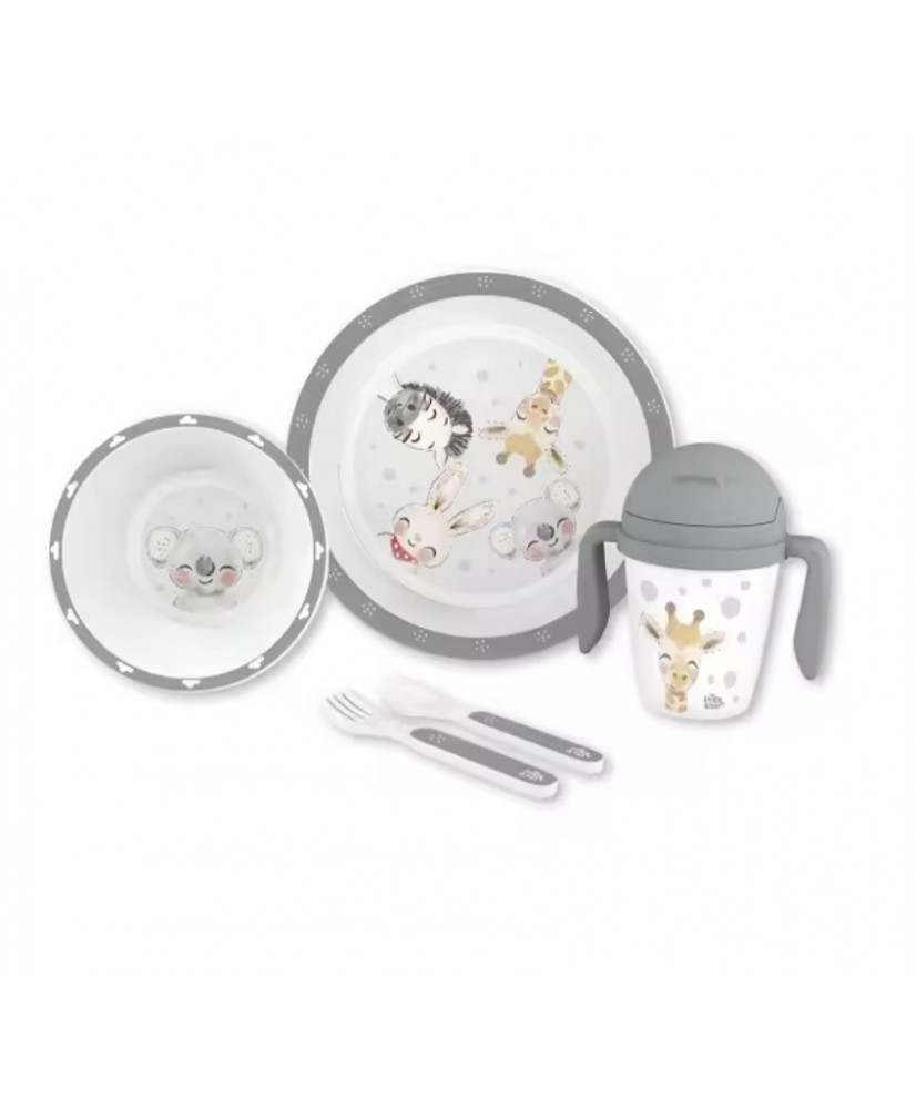 Set Vajilla 5 Piezas Gris-Interbaby