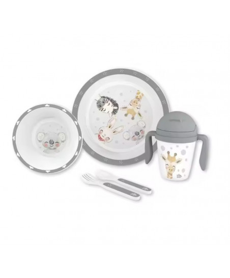 Set Vajilla 5 Piezas Gris-Interbaby