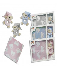 Set Manta Infantil+Sonajero Celeste-Gamberrito's