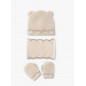 Conjunto Gorro, Bufanda y Manoplas Beig/Rosa-Mac Been