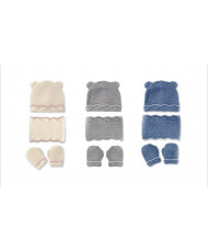 Conjunto Gorro, Bufanda y Manoplas Beig/Rosa-Mac Been