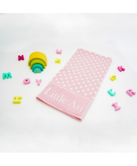 Mantita Topos - Fondo Rosa Empolvado / Topos Marfil(Personalizada)-Pangasa
