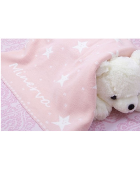 Mantita Estrellas - Fondo Rosa Empolvado / Estrellas Marfil(Personalizada)-Pangasa