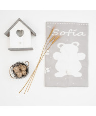 Mantita Huellas - Fondo Gris / Huellas Blanco(Personalizada)-Pangasa