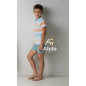 Conjunto Niño Polo " Familia Rayas Mandarina"