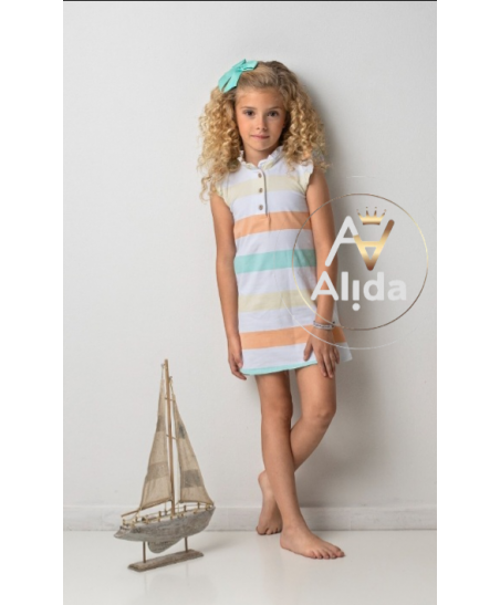Vestido "Familia Rayas Mandarina"