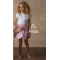Conjunto Niña Falda y Camiseta" Familia Rayas Rosa"