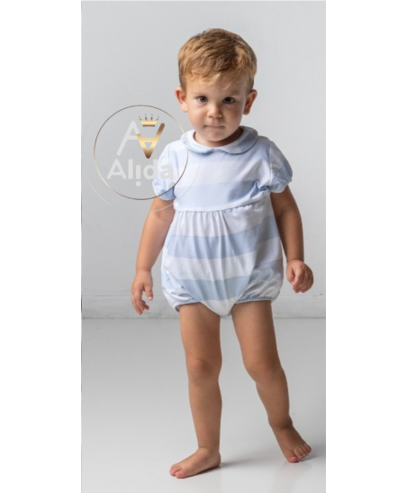 Pelele Punto "Familia Rayas Celeste"- CMP Tex