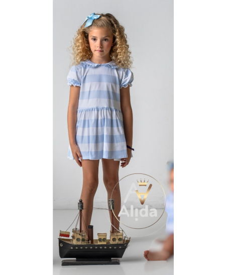 Vestido Punto"Familia Rayas Celeste"- CMP Tex