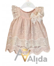 Vestido Napoles Gasa Bordadas+ Culote Rosa-Valentina
