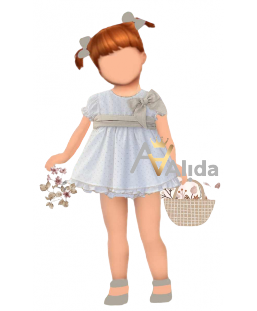 Vestido Elisabet Plumeti Arena+Culote-Valentina