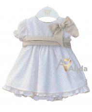 Vestido Elisabet Plumeti Arena+Culote-Valentina