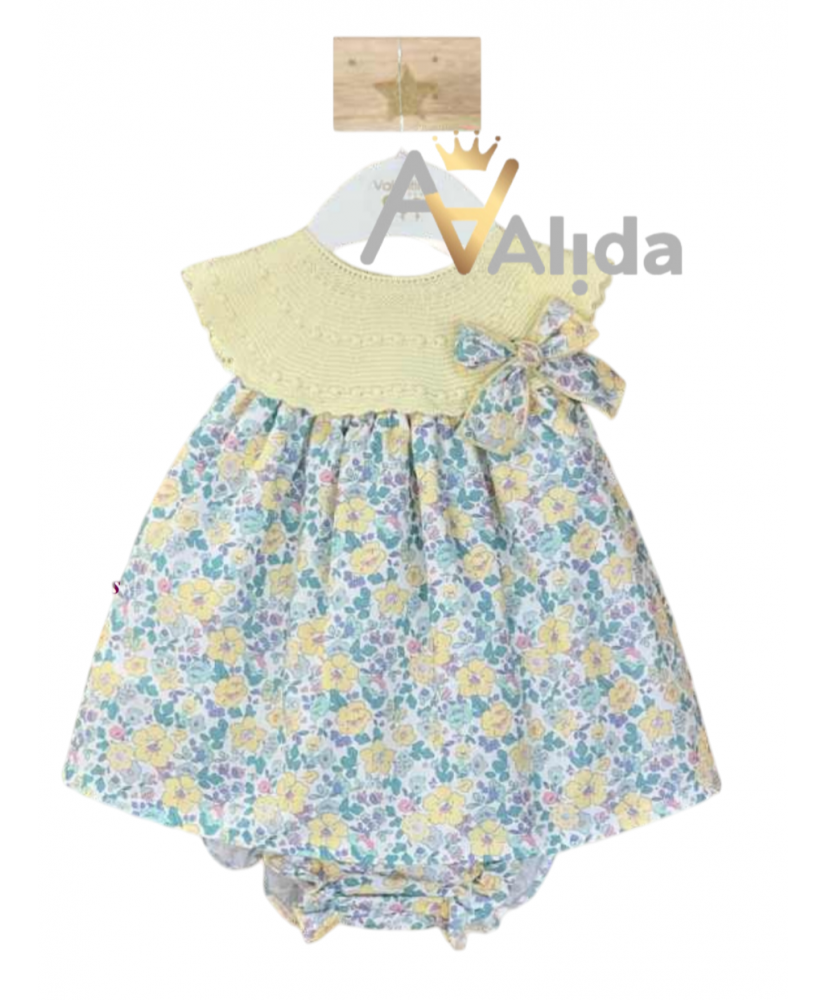 Vestido Capri Flores Tricot Doble-Valentina