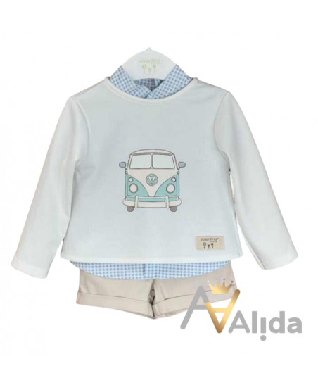 Conjunto Van Menta sudadera jogging+Camisa Vichy+Pantalon-Valentina