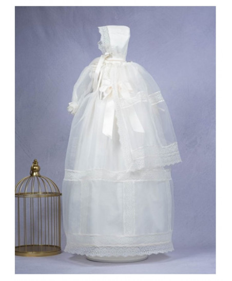 Faldón Cristianar ORGANZA con Capa y Capota de Alta Costura