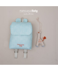 Mochilita Pangasa Personalizada Mandarina Vichy Verde Agua-Pangasa