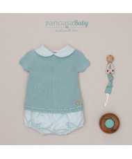 Traje 2 Piezas Jersey Punto y Pantalón Rayas Verde Mint-Pangasa