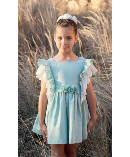 Vestido Lino Familia Miami Verde Agua-Coco Ceremonia
