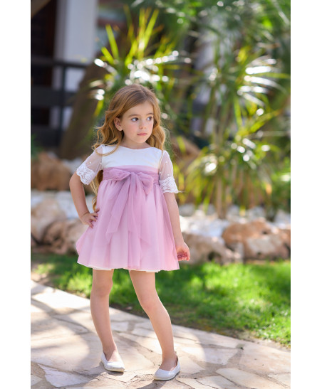 Vestido Niña Pequeña Tul Bicolor Rosa-La Ormiga