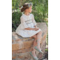Vestido plumeti blanco cinturón verde kaki-Coco Ceremonia