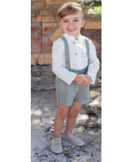 Camisa con bermuda tirante Lino verde kaki-Coco Ceremonia