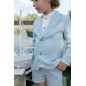 Conjunto Americana Familia Océano-Camisa-Bermuda Lino Azul-Coco Ceremonia