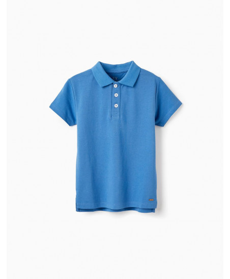 Polo En Piqué De Algodón Para Niño, Azul-Zippy