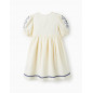 Vestido En Algodón Y Lino Para Niña, Beige Claro-Zippy
