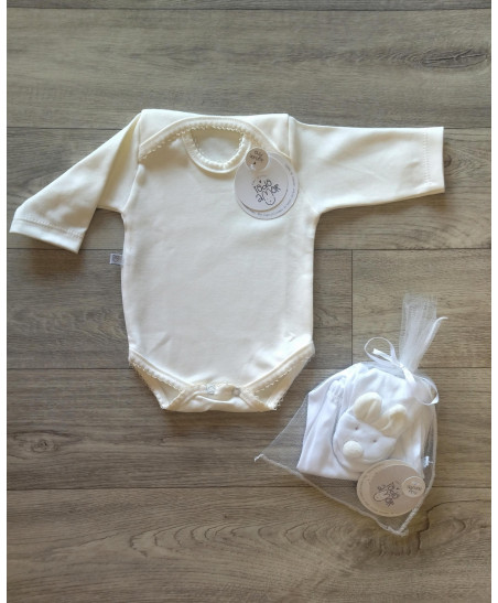 Conjunto Bodie y Polaina Conejito Marfil-Todo Amor Baby