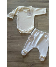 Conjunto Bodie y Polaina Conejito Marfil-Todo Amor Baby