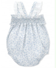 Ranita de bebé niña de algodón con microestampado de flores en azul oceano-Martín Aranda