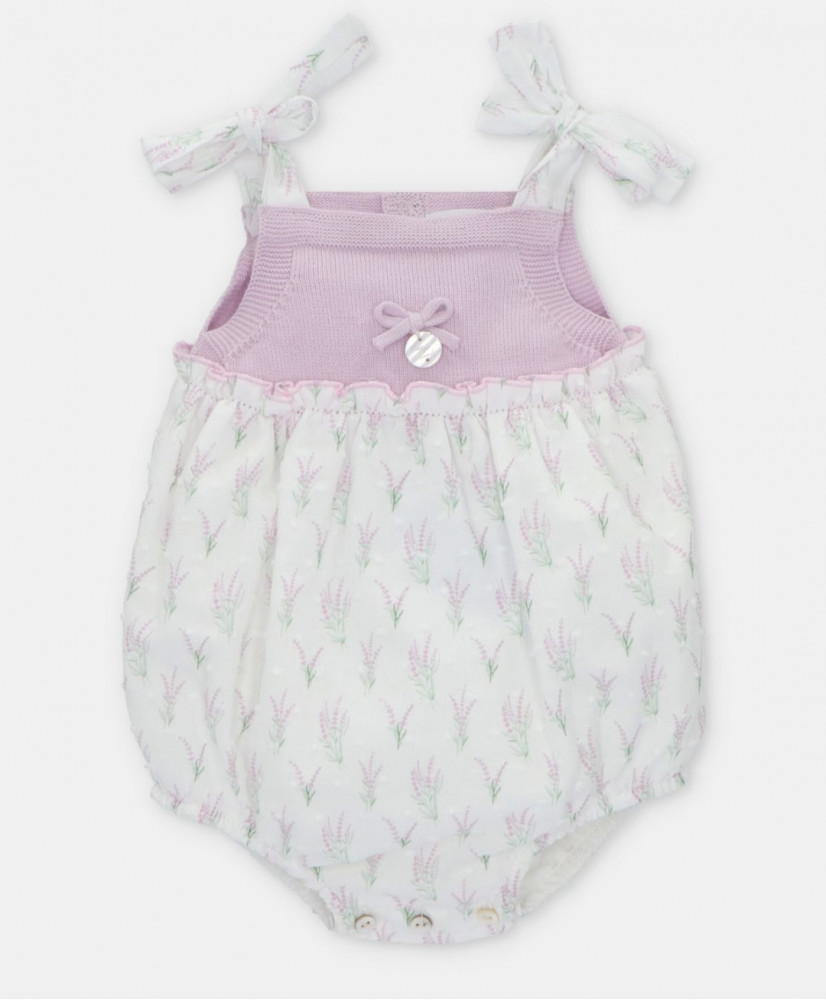 Ranita de bebé niña de punto combinado con plumeti y microestampado de fantasía en lavanda-Martín Aranda