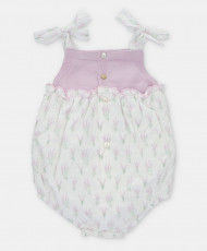 Ranita de bebé niña de punto combinado con plumeti y microestampado de fantasía en lavanda-Martín Aranda