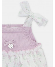 Ranita de bebé niña de punto combinado con plumeti y microestampado de fantasía en lavanda-Martín Aranda