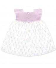 Vestido de bebé niña combinado con microestampado de fantasía en lavanda-Martín Aranda