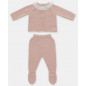 Conjunto de bebé niña de jubón y polaina de punto en rosa empolvado-Martín Aranda