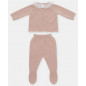 Conjunto de bebé niña de jubón y polaina de punto en rosa empolvado-Martín Aranda