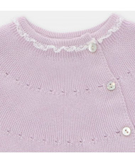 Conjunto de bebé de jubón y polaina de punto en lavanda-Martín Aranda