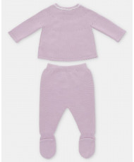 Conjunto de bebé de jubón y polaina de punto en lavanda-Martín Aranda